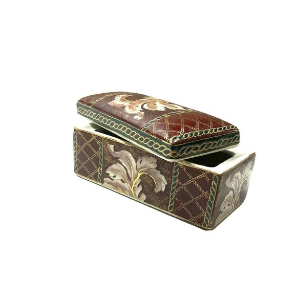 Vintage 1960s Asian Trinket Box Ceramic Glass Rare
